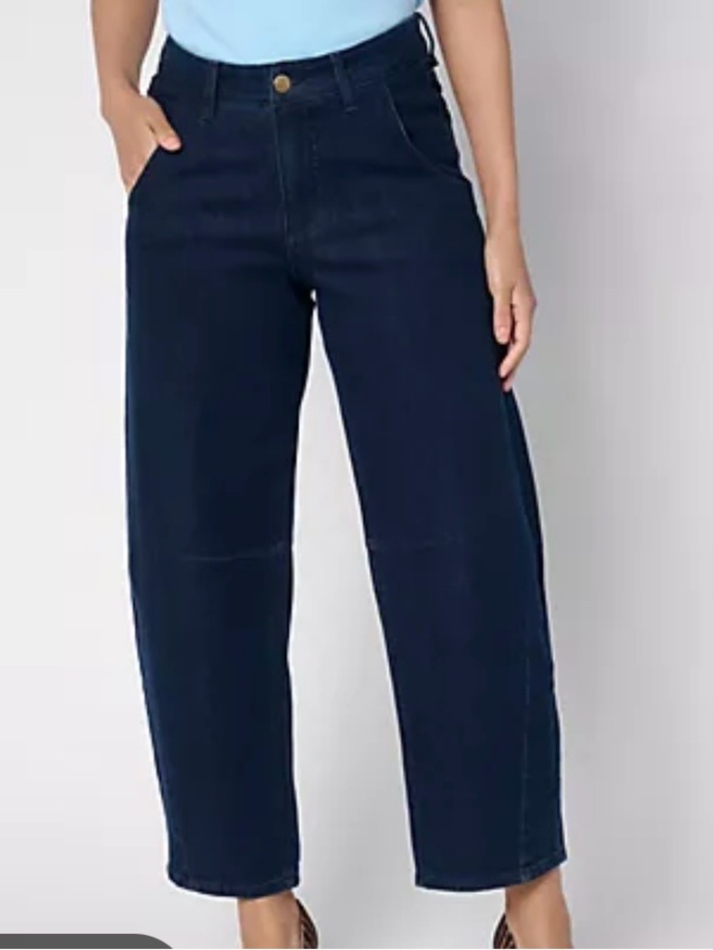 High-Rise Dark Blue Cropped Wide-Leg Jeans